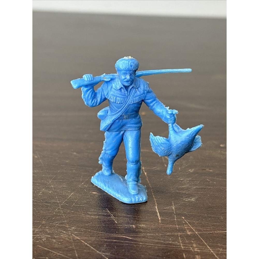 1950's MARX FRONTIERSMEN BLUE MOUNTAIN MAN FUR‎ TRAPPER PIONEER FIGURE W/Bird
